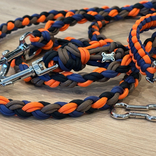 4-Strang geflochten Leine und Halsband SET