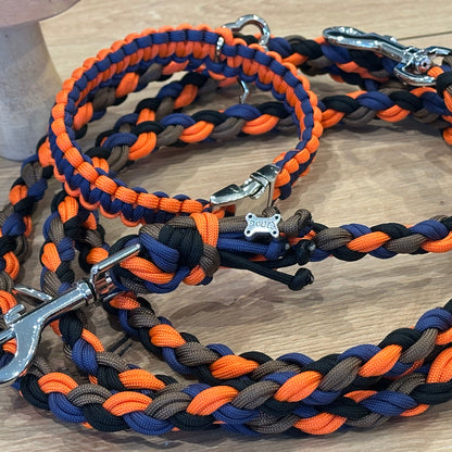 4-Strang geflochten Leine und Halsband SET