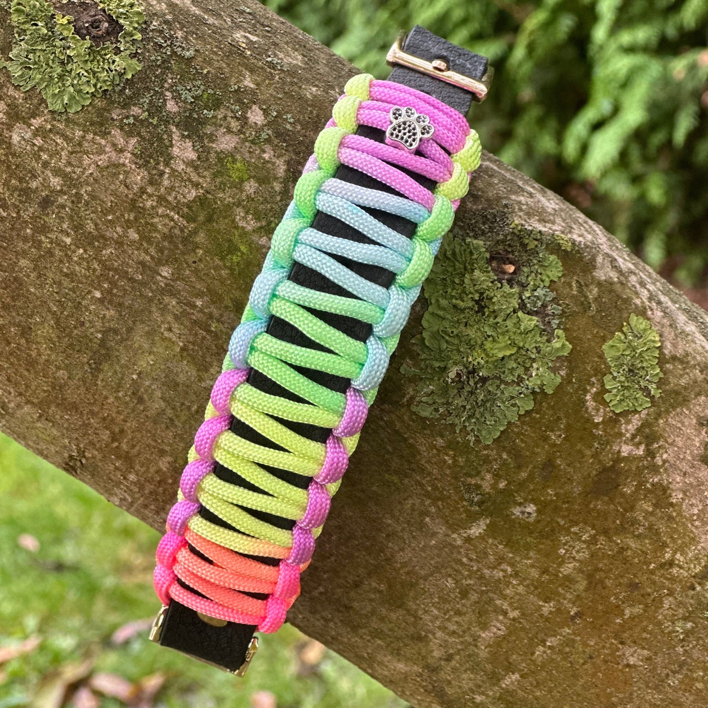 Lederhalsband mit Paracord-Geflecht